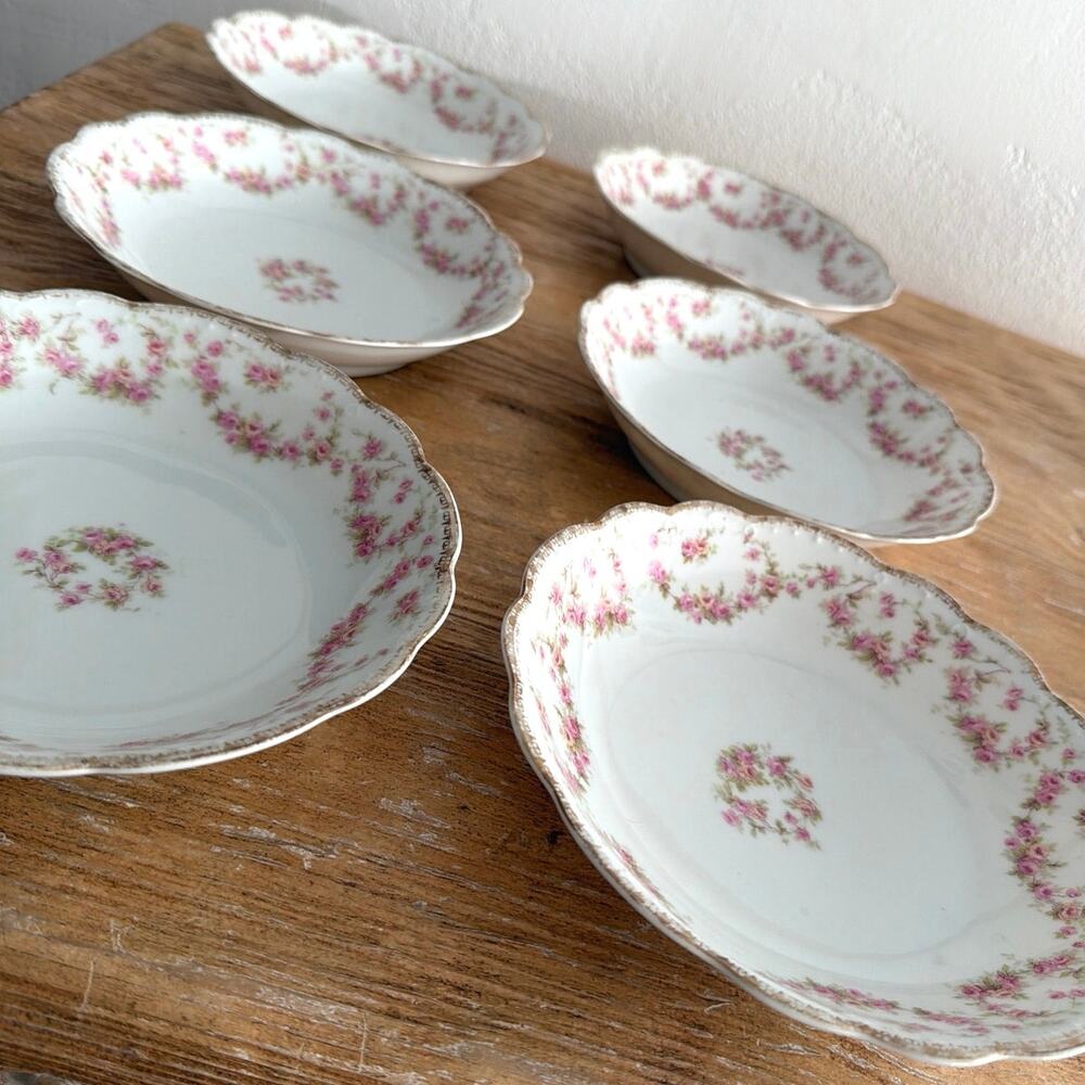 Schumann Original Bridal Rose Fruit, Dessert, Salad bowls X6 Pink Flowers Floral